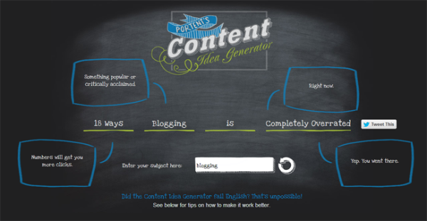 Portent's Content Idea Generator - Why you should blog