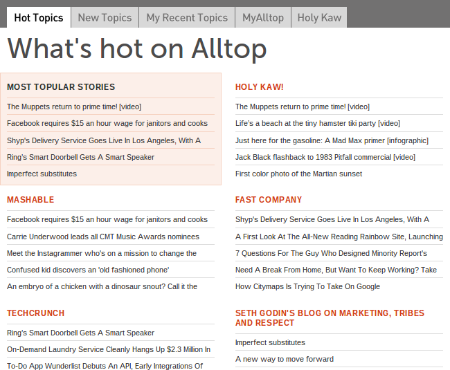 How to find content AllTop