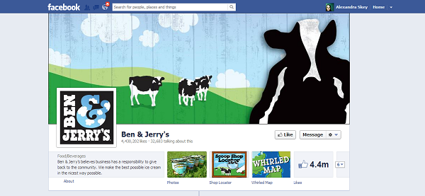 Ben & Jerry's - Good Example Of A Business Page On Facebook