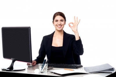 Business Is Great. Cheerful Corporate Woman Stock Photo - How to Get the Perfect Image for Your Blog in Under 4 Minutes!