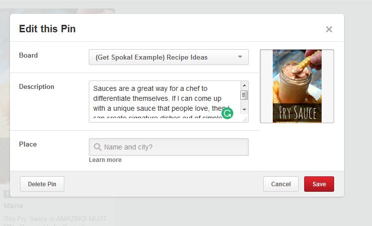 Pinterest Swipe File Description