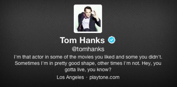 Tom Hanks Twitter Bio